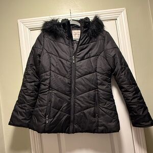 10 Items for $20: Maralyn & Me Black Puffer with Faux Fur Trim